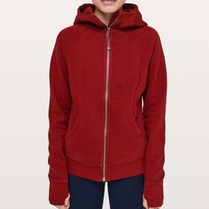 Lululemon Scuba Hoodie *Light Cotton FleeceDark Sport Red Size 6 Full Zip